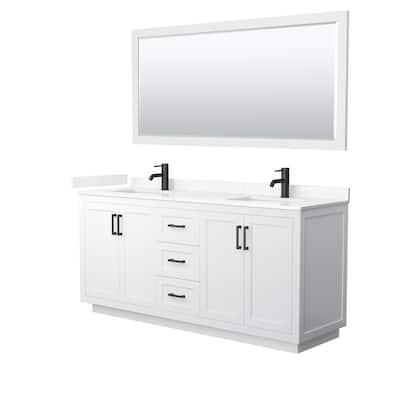 Miranda 72-inch Double Vanity, Quartz Top, 70-inch Mirror