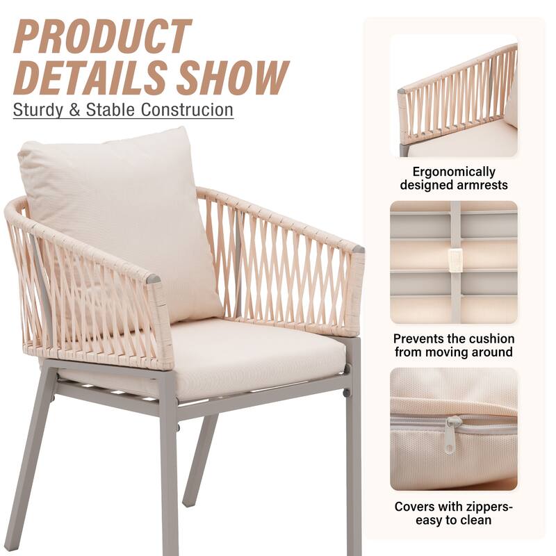 Outdoor 2 peice Aluminium Rope Dining Chairs