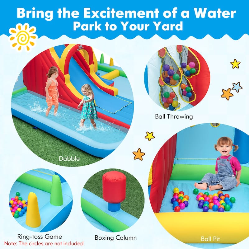 Gymax Inflatable Water Slide w/ Long Slide Climbing Wall Splash Pools