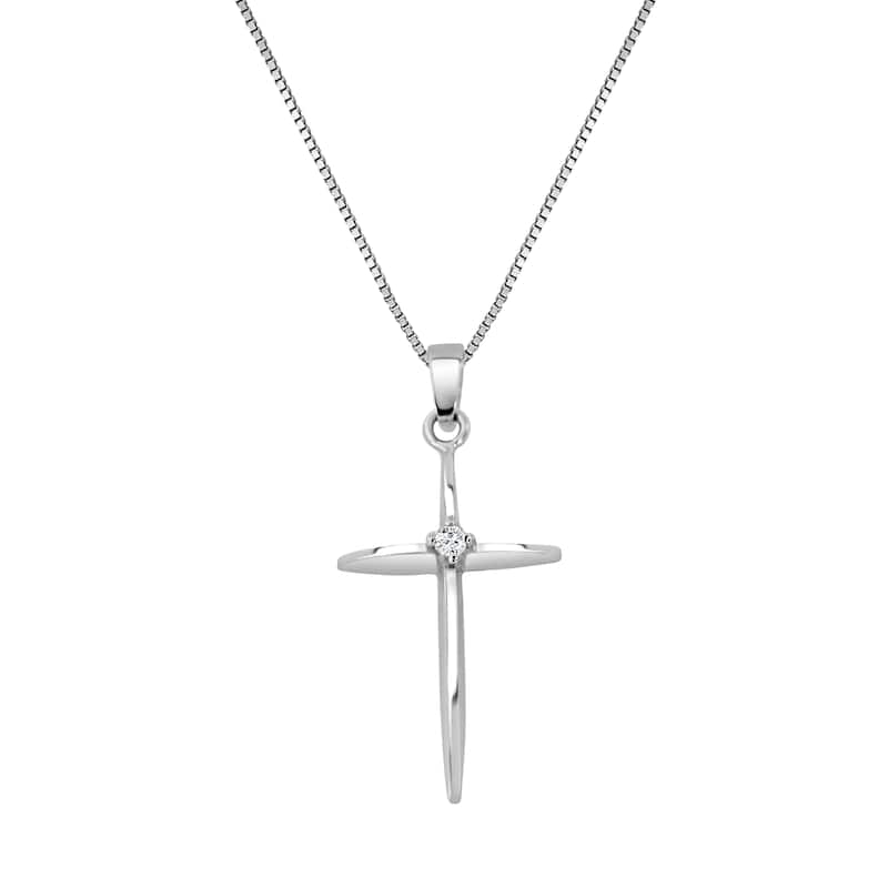 Auriya 10k Gold Diamond Accent Cross Pendant Necklace - White