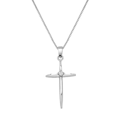 Auriya 10k Gold Diamond Accent Cross Pendant Necklace