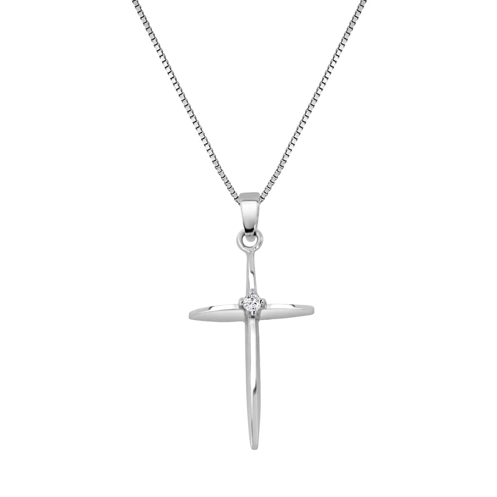 Auriya 10k Gold Diamond Accent Cross Pendant Necklace