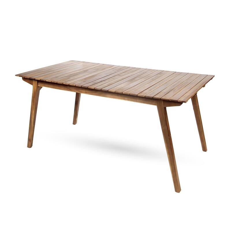 Outdoor Dining Table, 69 Inch Slatted Rectangular, Brown Acacia Wood