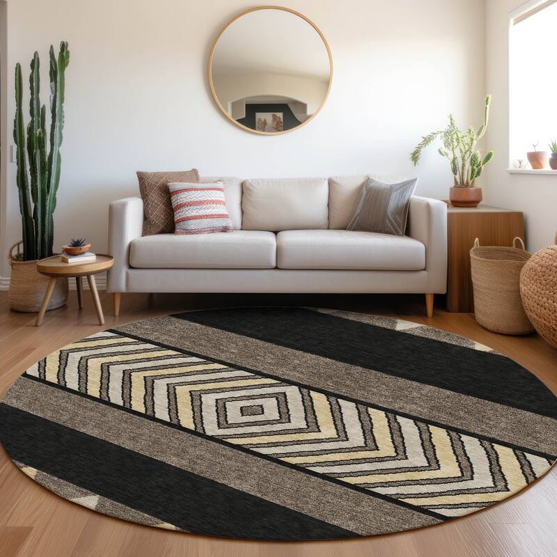 Premium Washable Super Soft Southwest Ombre Mayfield Rug - Black - 8' x 8'