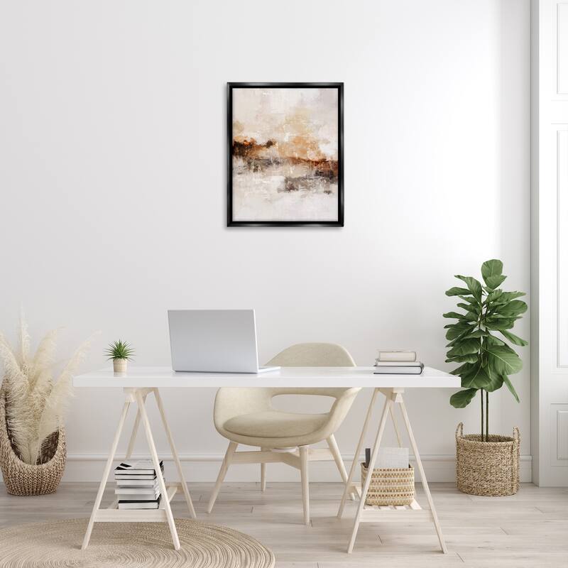 Stupell Beige & Brown Abstract Framed Floater Canvas Wall Art Design by Ros Ruseva
