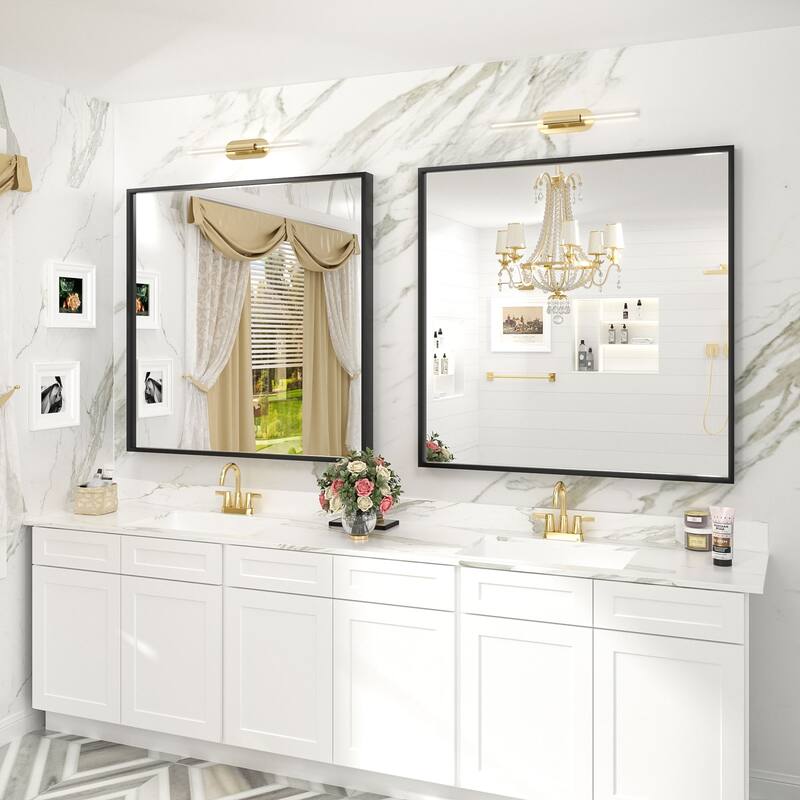 Aluminum Alloy Framed French Cleat Mounted Tempered Glass Wall Vanity Mirror