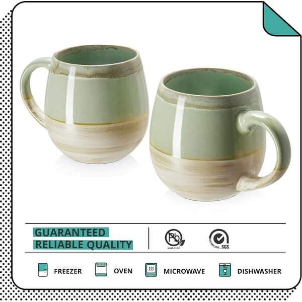 LIFVER 21 Oz Large Ceramic Coffee Mug, Set of 2 - Green - Bed Bath & Beyond  - 40494620