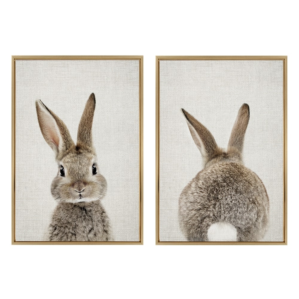 Kate and Laurel Sylvie Bunny Portrait Canvas Art Set by Amy Peterson