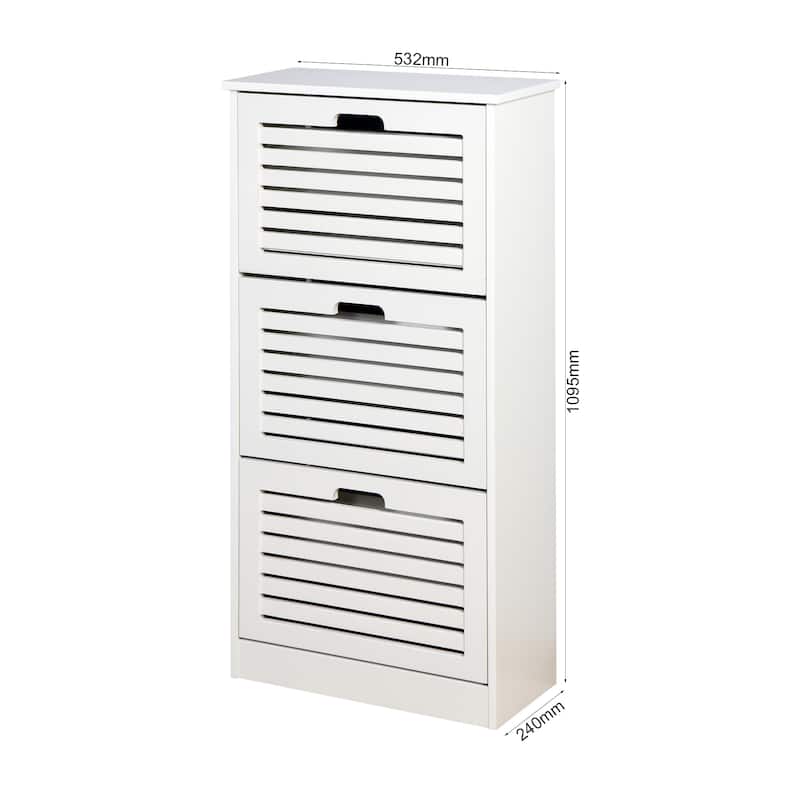 Wooden Shoe Cabinet, Shoe Storage Cabinet with 3 Flip Doors