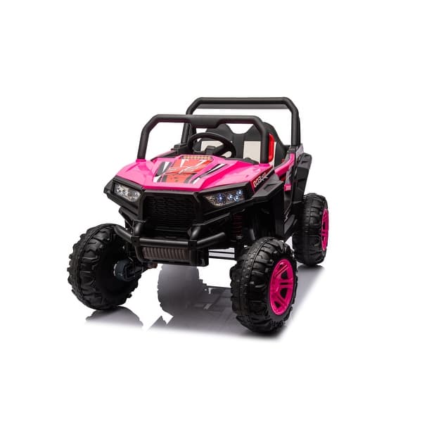 slide 2 of 5, Kids Ride On Car With 2.4G Remote Control, 12V 4WD Battery Powered Electric Vehicle With Music, Power Display - Pink