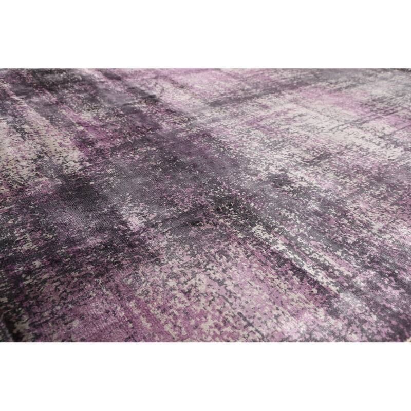 Contemporary Abstract Indian Square Area Rug Hand-Knotted Wool Carpet - 6'8" X 6'9"