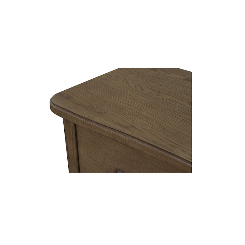 Lioren Dresser, Solid Oak, 6 Drawers, Curved Front, Brass Handles, Warm Brown