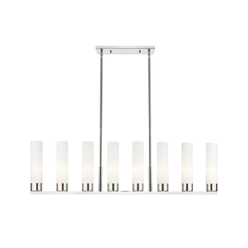 Innovations Lighting Downtown Urban - Boreas - 6 Light 48" Stem Hung Island Light with 11" Shades - Striped White/Polished Nickel