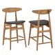 preview thumbnail 14 of 18, Norwegian Danish Mid-Century Dark Walnut Counter Height Stools (Set of 2) by iNSPIRE Q Modern Oak Finish - Black Faux Leather
