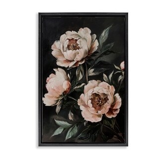 Stupell Dusty Pink Roses Floral Painting Framed Floater Canvas Wall Art ...