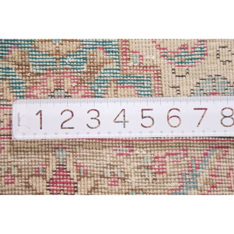 Hand Knotted Oriental 100% Wool Carpet Traditional Floral Pink Tabriz Runner Rug - 12' 9'' X 3' 3''