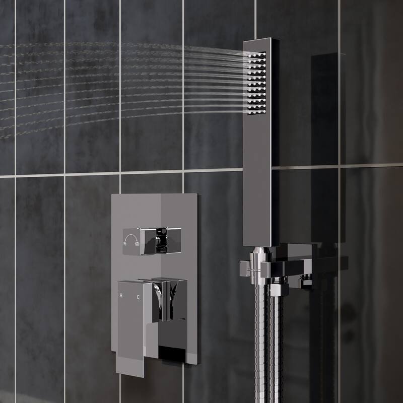 GRANDJOY Shower System 10" High Pressure Rainfall Shower Head with Handheld Spray Combo
