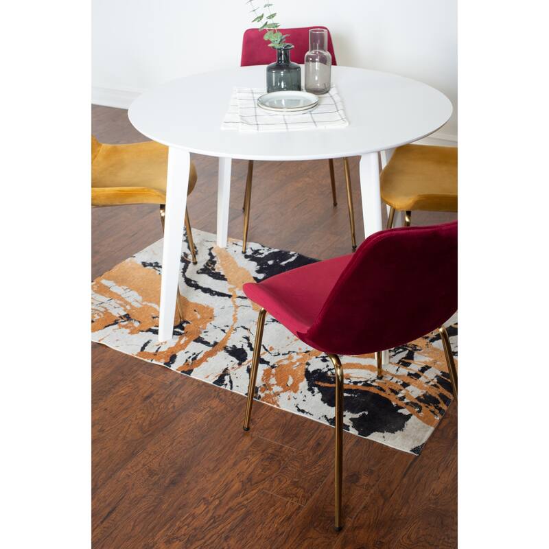 Modern Dining Set with Round Table & Velvet Upholstered Chairs