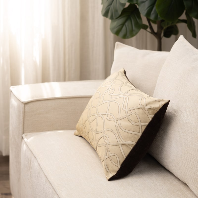 Bales Beige Brown Cotton Decorative Bolster Pillow