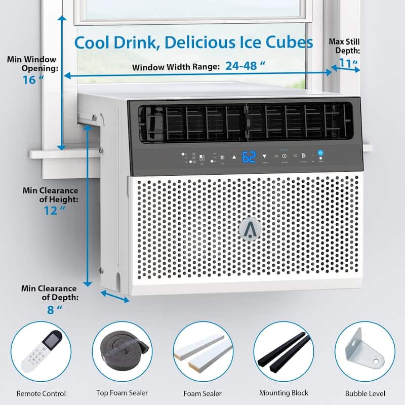 8000 BTU Window Air Conditioner, with Washable Filter, 115V/60Hz