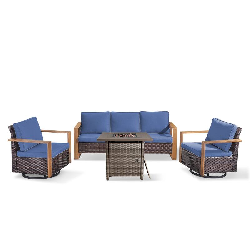 Pocassy Outdoor Sofa Patio Swivel Chair Funiture Set