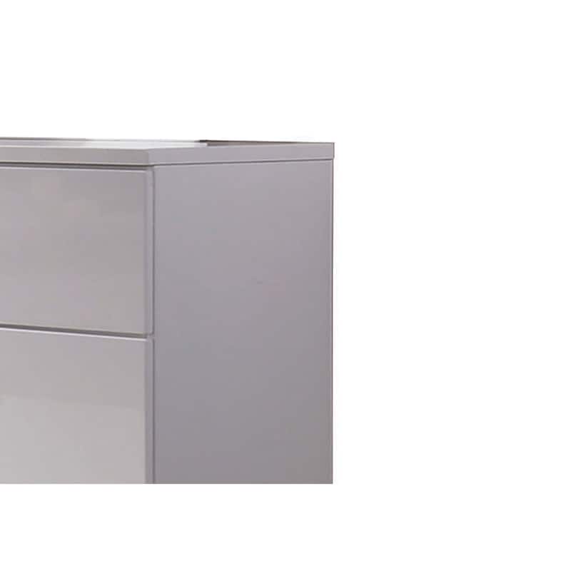 High Gloss Finish Wood and Metal Dresser with 6 Spacious Drawers,White