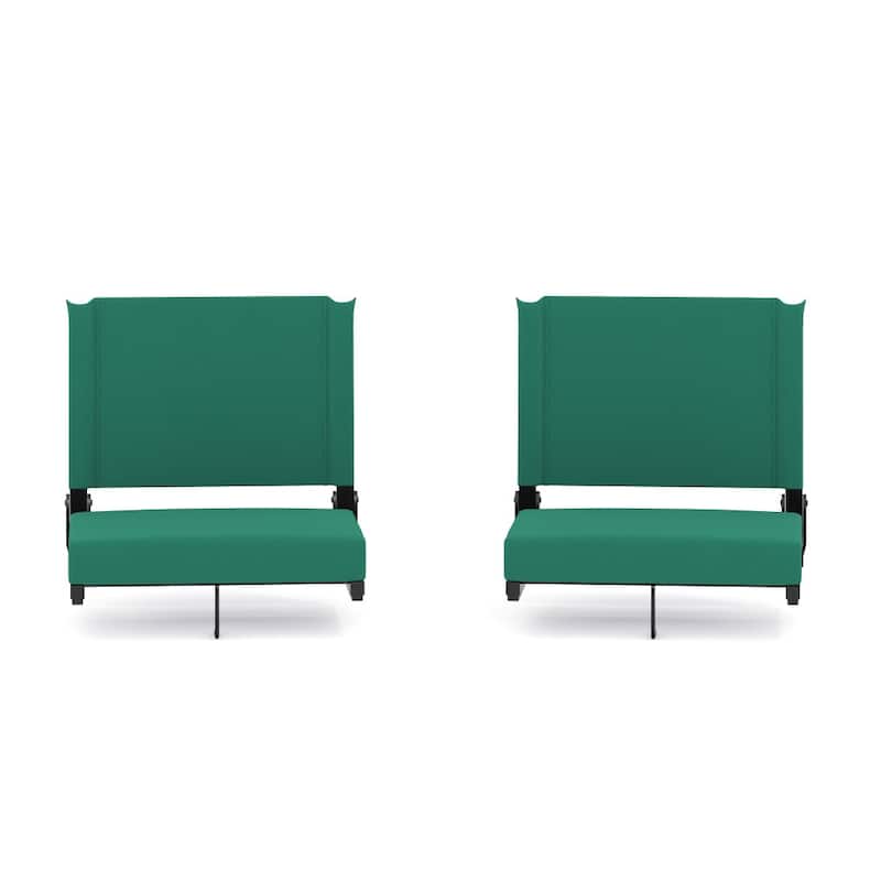 Padded Stadium Chairs with Handles and Bleacher Hooks (Set of 2) - 14"D x 18"W x 18"H - Hunter Green