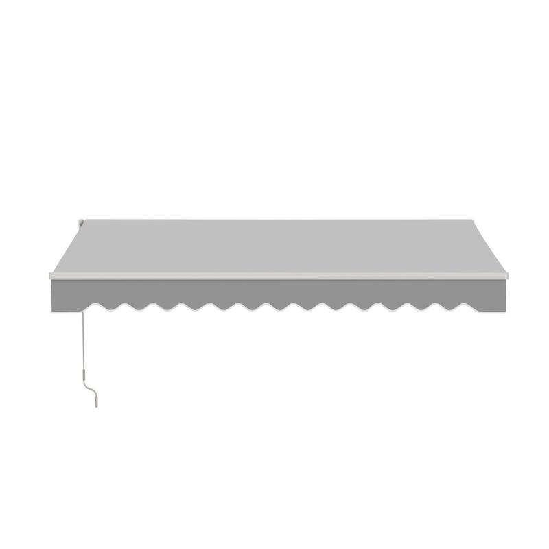 ALEKO Caribbean Manual Retractable Patio Awning - White Frame - Silver Gray - 10 x 8 Feet