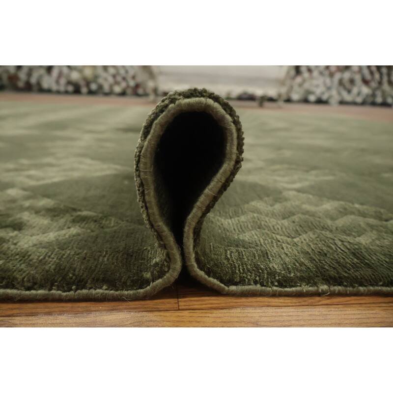 Hand Knotted Oriental 100% Wool Carpet Modern Contemporary Green Nepalese Area Rug - 10' 3'' X 8' 2''