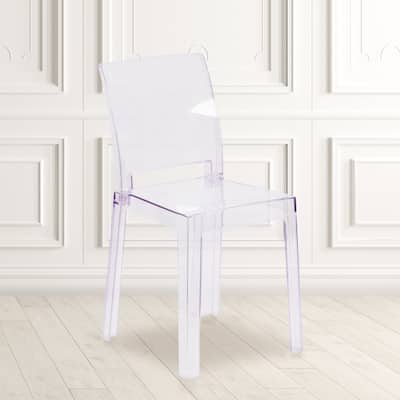 4 Pack Chair with Square Back in Transparent Crystal - Wedding Chairs