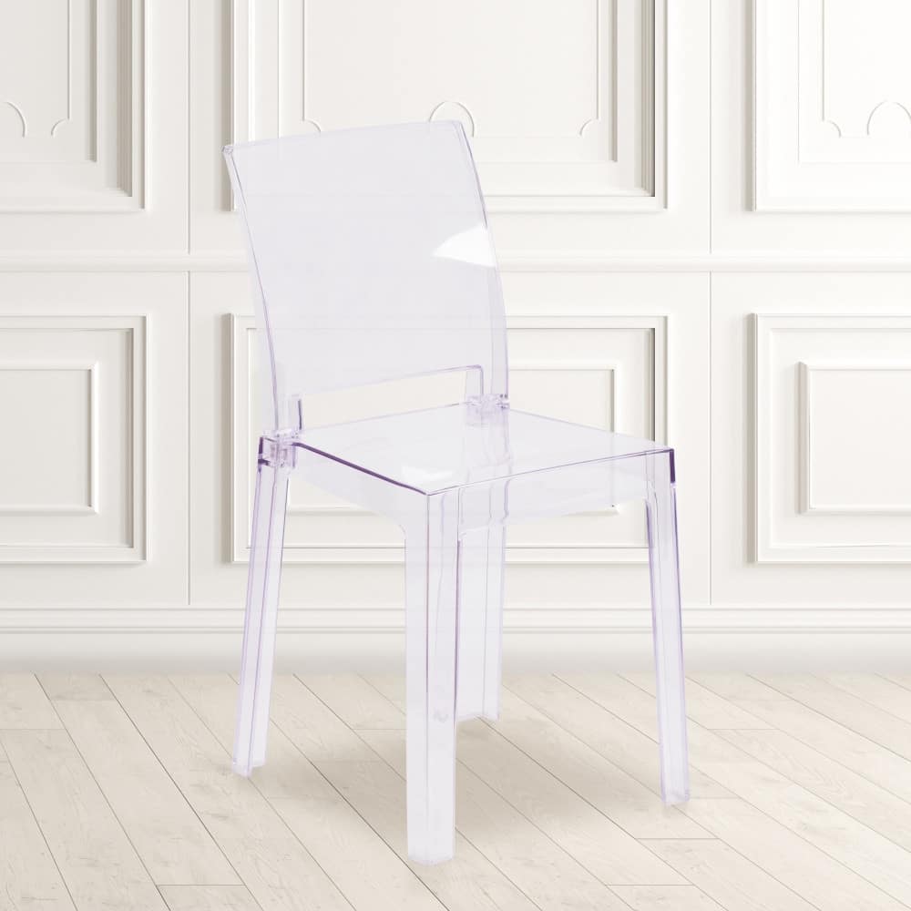 4 Pack Chair with Square Back in Transparent Crystal - Wedding Chairs