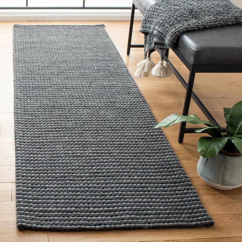 SAFAVIEH Handmade Natura Gerrita Wool Area Rug - 2'3" x 8' Runner - Grey/Black