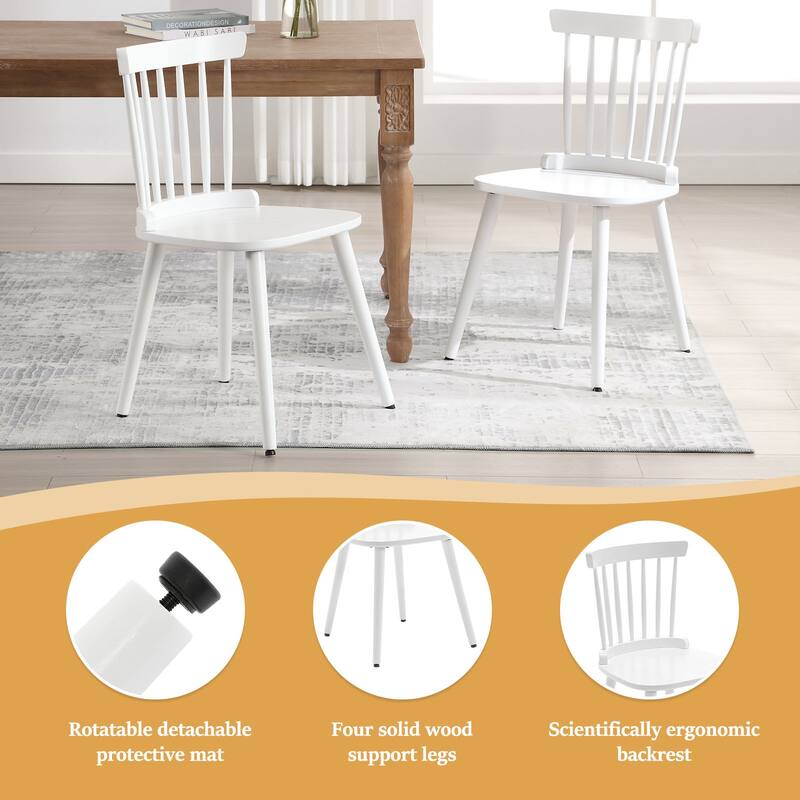 Solid Wood Spindle Back Windsor Dining Chairs Set of 2 - 33.3"H x 17.72"W x 19.7"D