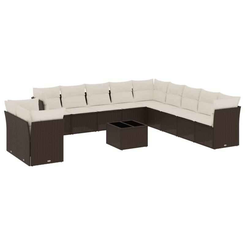 vidaXL Garden Sofa Set Brown PE Rattan Large Modular Garden Sofa Set - 21.7 x 21.7 x 14.6