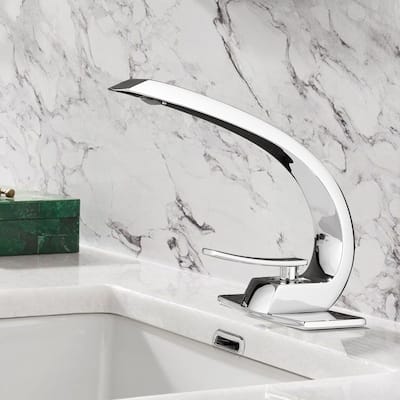 7-5/8"H Solid Brass Single-Handle Bathroom Faucet With Deckplate And Pop-up Drain Assembly