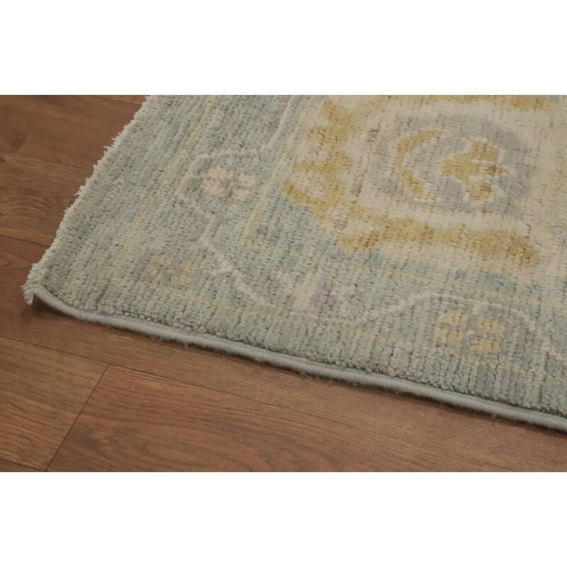 All-Over Gray Floral Oushak Vegetable Dye Area Rug, Floral geometric Carpet - 9' 11'' X 8' 3''