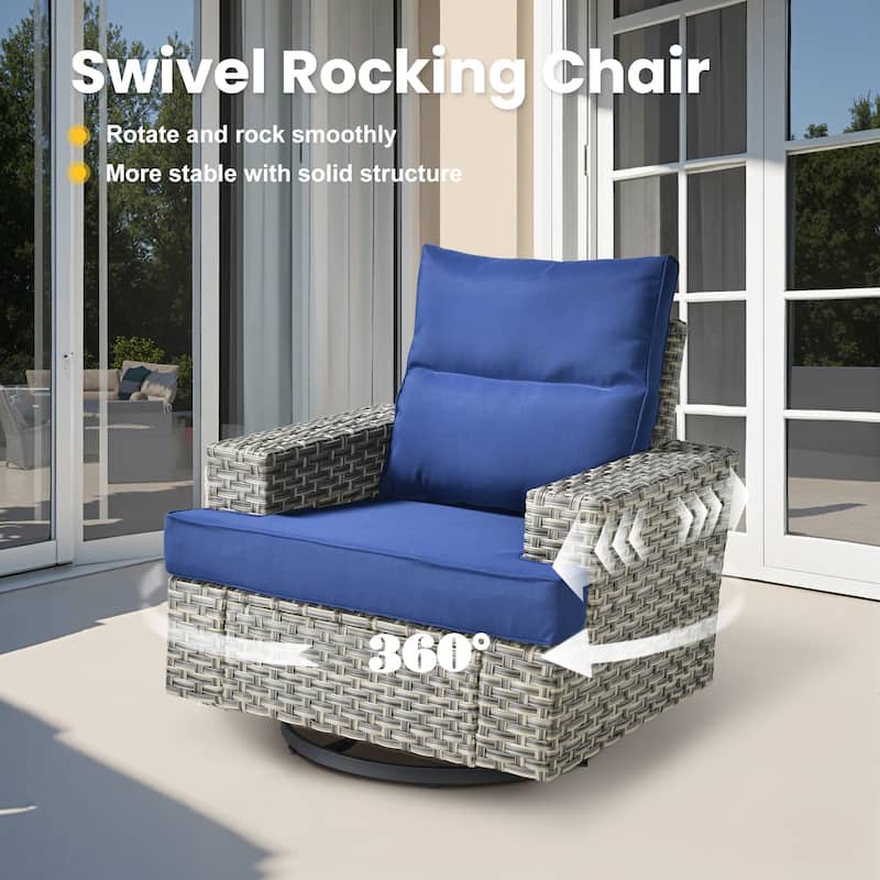 XIZZI 9-piece Patio Furniture Outdoor Wicker Swivel Chair Set