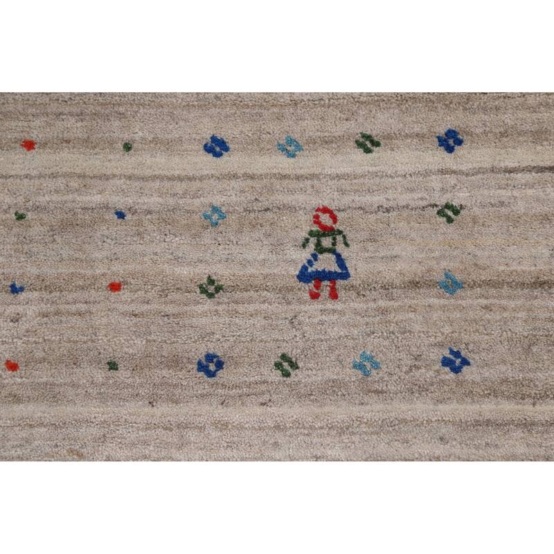 Tribal Gabbeh Indian Area Rug Hand-Knotted Wool Carpet - 8'4" x 9'10"