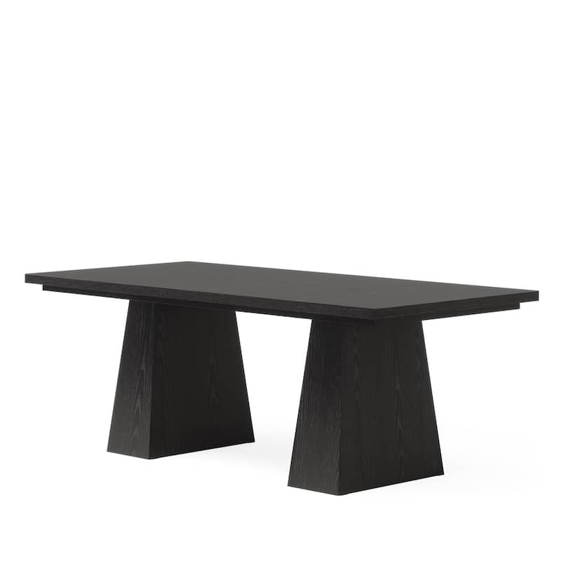 63 Inches Farmhouse Dining Table with Sturdy Pedestal Base - 31.1"D x 63"W x 29.5"H