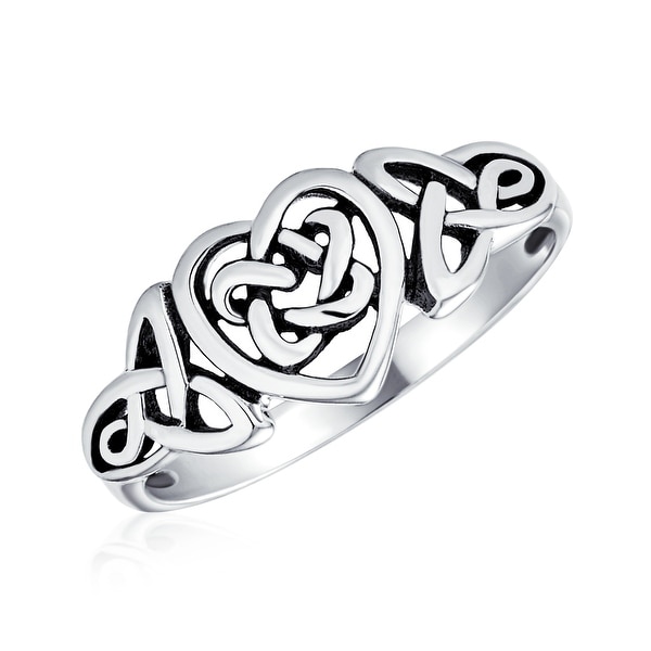 Irish Love Knots Infinity Heart Celtic Ring Sterling Silver 1MM Band. Opens flyout.