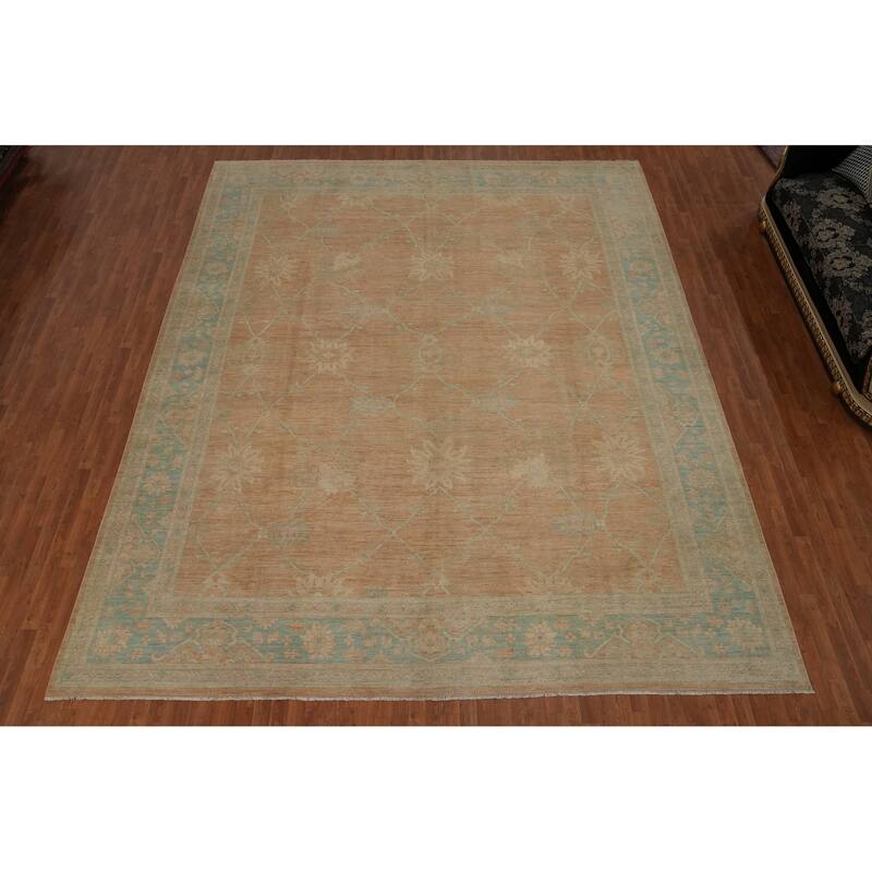 Hand Knotted Transitional Wool Orange Floral Area Rug - 15' 0'' X 12' 3''