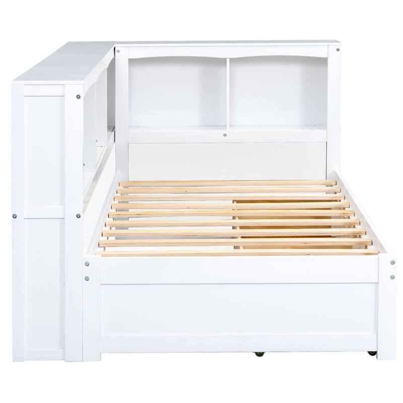 Twin Daybed with Storage Drawers, Cabinets, and Charging Ports - Ideal for Kids' Rooms, Guest Rooms, or Home Offices