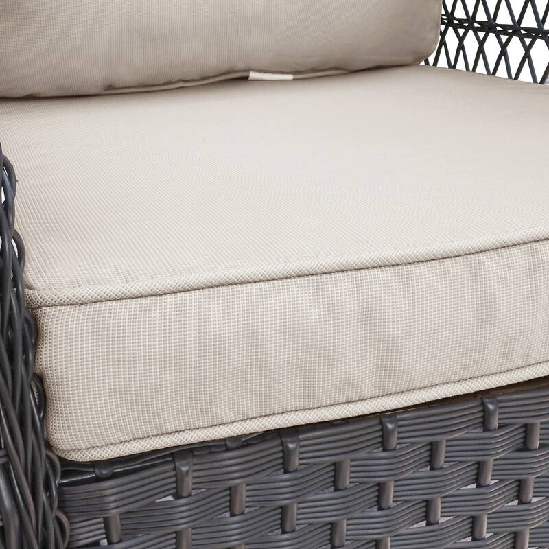 Outdoor Patio Conversation Swivel Rocker Chairs Set of 2 with Rattan Side Table