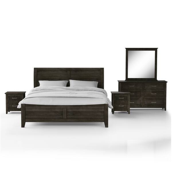 Inyx Transitional Walnut Wood 5piece Panel Bedroom Set with USB Port
