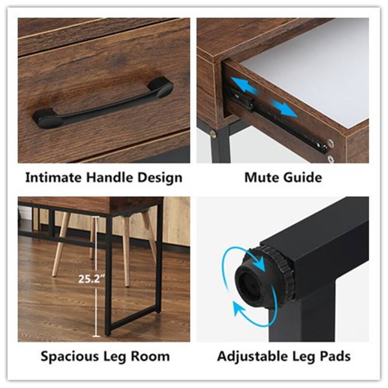 47 inch Home Office Desk Study Writing Table with 2 Storage Drawers
