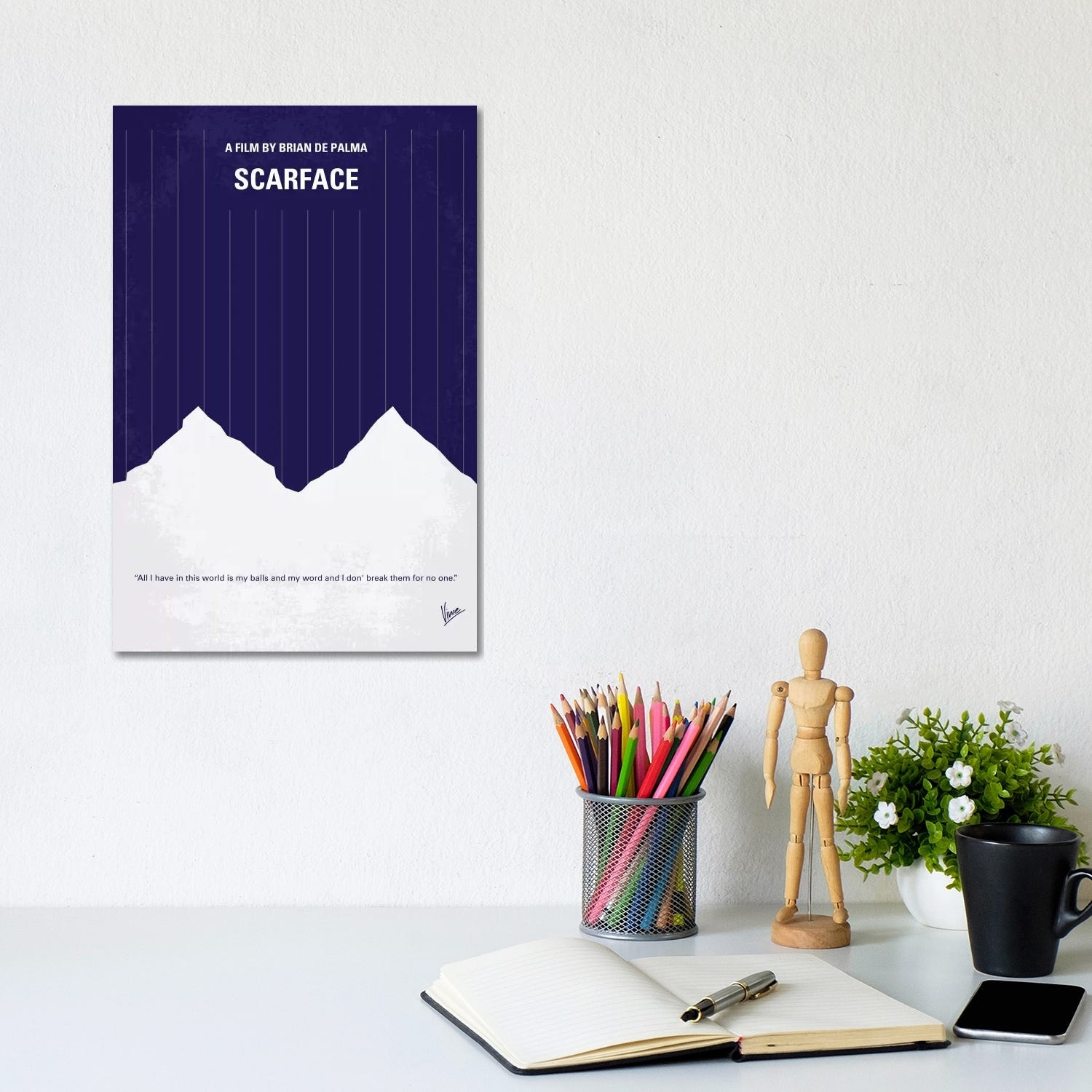 Scarface Minimal Movie Poster Art Print by Chungkong Canvas - Oversized Wall Decor-image