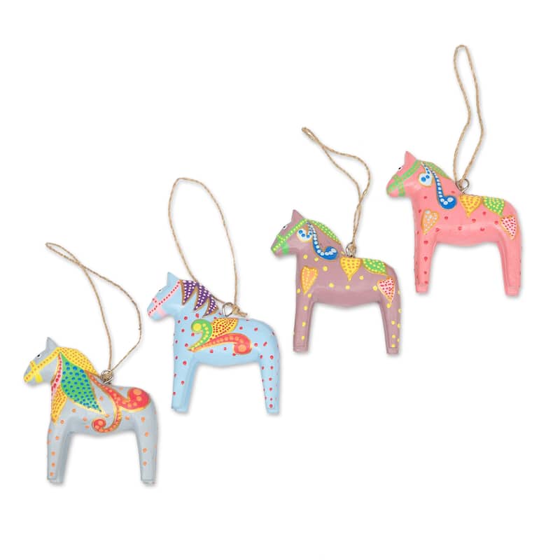 Novica Handmade Dala Winter Wood Ornaments (Set Of 4)