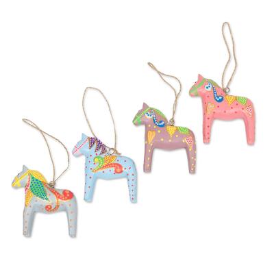Novica Handmade Dala Winter Wood Ornaments (Set Of 4)