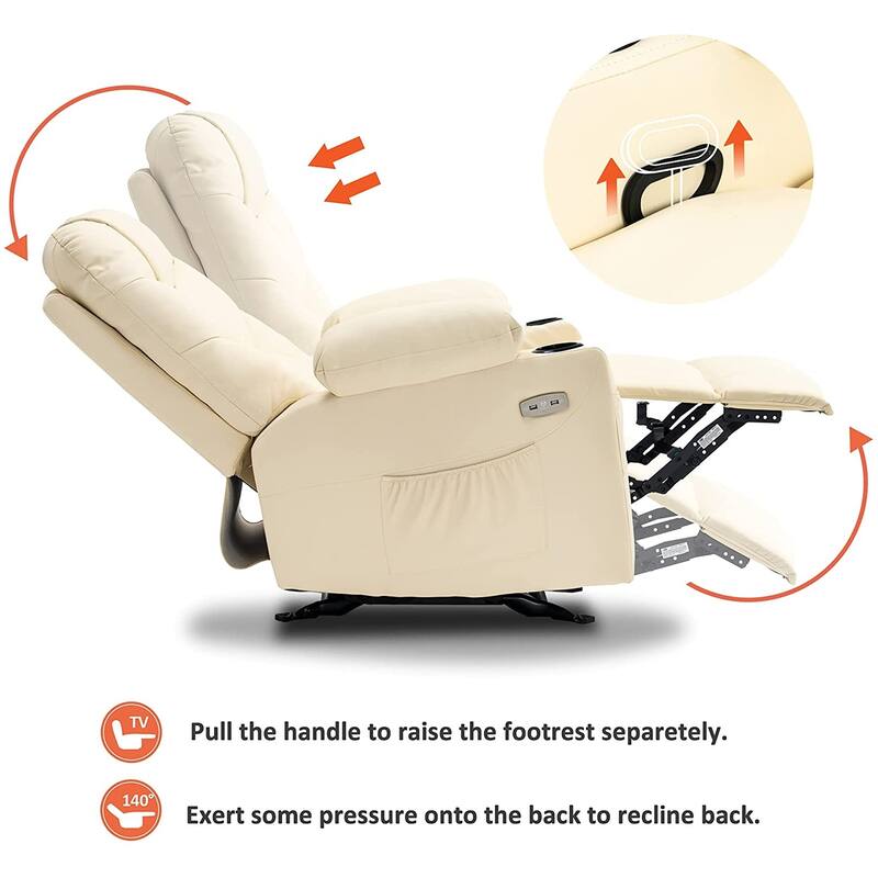 MCombo Manual Glider Rocker Recliner Chair with USB Ports, Faux Leather 8002