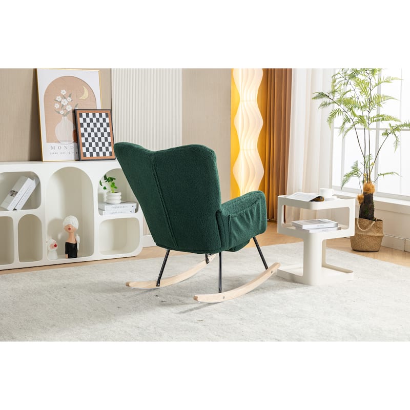 Teddy Fabric Rocking Chair With Adjustable Footrest